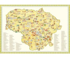 Fototapetai - Lietuvos žemėlapis su miestais ir miesteliais