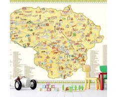 Fototapetai - Lietuvos žemėlapis su miestais ir miesteliais