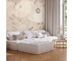 Fototapetai - Linijinė grafika smėlio spalvoje