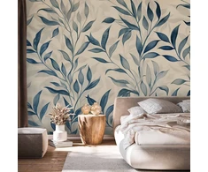 Fototapetai - Mėlyni lapai subtilus botaninis motyvas