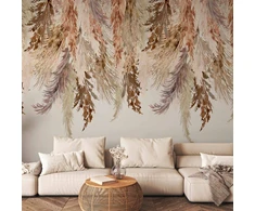 Fototapetai - Minimalistinis boho peizažas kabantys smėlio spalvos lapai