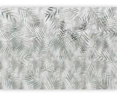 Fototapetai - Minimalistinis peizažas su pilkais egzotiniais lapais