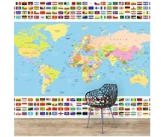 Fototapetai Pasaulio žemėlapis su vėliavomis