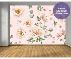 Fototapetai - Pastelinių gėlių raštas (rožinė)