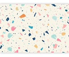 Fototapetai - Terrazzo su dideliais spalvotais elementais šviesiame fone