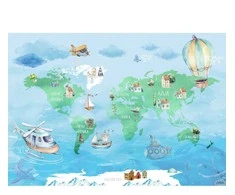 Fototapetai - Vaikiškas jūrinis žemėlapis lietuvių kalba