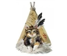 Interjero lipdukas Katinas ir palapinė Tipi 50x70cm