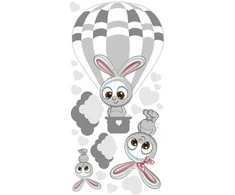 Interjero lipdukas vaikams Oro balionas. Zuikiai.