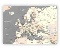 Kamštinis paveikslas - Europos žemėlapis. Pilkas [Kamštinis žemėlapis]