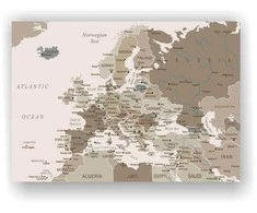 Kamštinis paveikslas - Europos žemėlapis. Rusvas [Kamštinis žemėlapis]