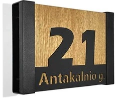 Namo numeris - Ąžuolinė adreso lentelė LOFT 40x30 cm