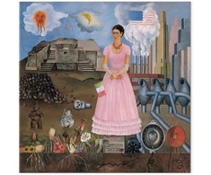 Paveikslas Frida Kahlo - Autoportretas ant Meksikos ir Jungtinių Valstijų sienos