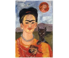 Paveikslas Frida Kahlo - Autoportretas su Diego ant krūtinės