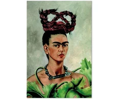 Paveikslas Frida Kahlo - Autoportretas su kasa