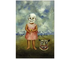 Paveikslas Frida Kahlo - Mergaitė su mirties kauke (Ji žaidžia viena)