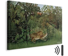 Paveikslas Henri Rousseau - Alkanas liūtas puola antilopę