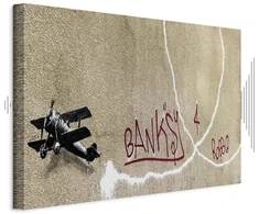 Paveikslas Lėktuvas su raudonu grafičio tekstu (Banksy)