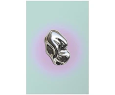 Paveikslas - Metalinė forma - abstrakti skulptūra mėtiniame fone su violetine aura