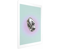 Paveikslas - Metalinė forma - abstrakti skulptūra mėtiniame fone su violetine aura