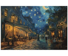 Paveikslas - Paryžiaus gatvė - paveikslas, įkvėptas Vincento van Gogho stiliaus
