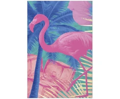 Paveikslas - Rožinis flamingas - abstraktus flamingas palmių ir ledo kubelių fone