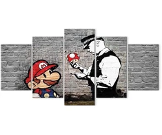 Paveikslas Super Mario grybas ir policininkas (Banksy)