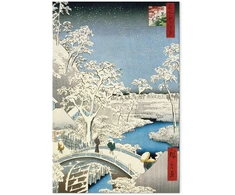 Paveikslas XXL Utagawa Hiroshige - Būgnų tiltas ir saulėlydžio kalva Meguro