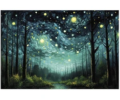 Paveikslas - Žvaigždėta naktis - šiuolaikinė Van Gogho dangaus interpretacija