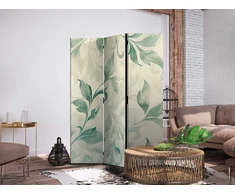 Pertvara - Akvarelinis botaninis motyvas - subtilūs žalsvai smėliniai lapai - 3 dalių