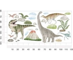 Sienų lipdukai vaikams Dinozaurai – ugnikalnio išsiveržimas