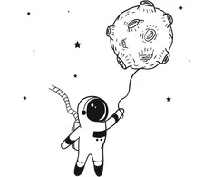 Sienų lipdukas Kosmonautas ir mėnulis