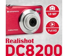 AgfaPhoto Agfa Photo DC8200 Raudona + etui + karta SD 16GB