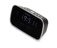 Aiwa Laikrodis su FM radiju, žadintuvu ir 2 USB įkrovimo lizdais, juodas
