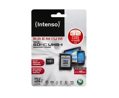 Intenso Premium - „Flash“ atminties kortelė (adapteris, Micro SDHC į SD komplekte) - 32 GB - UHS 1 klasė / 10 klasė - Micro SDHC UHS-I