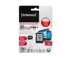Intenso - „Flash“ atminties kortelė (pridedamas „Micro SDXC“ į SD adapteris) - 128 GB - UHS-I / 10 klasė - „Micro SDXC UHS-I“