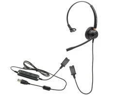 Tellur Voice 510N monofoninės laidinės ausinės su USB adapteriu, juodos