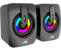 Kompiuterio kolonėlės Baracuda Stereo kolonėlės 2.0 SEASHELL, LED, juodos spalvos (BGSP-011)