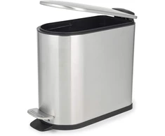 Beldray LA036683SSPEU7 Slimline D-Shaped Pedal Bin 5-Litre, Sidabrinis