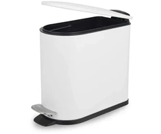 Beldray LA036690WHTPEU7 Slimline D-Shaped Pedal Bin 5-Litre, Baltas