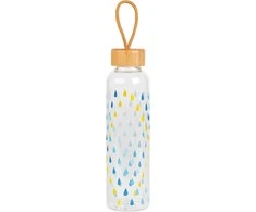 Cambridge CM06991 Raindrops Glass Bottle 550ml with Bamboo Lid