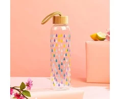 Cambridge CM06991 Raindrops Glass Bottle 550ml with Bamboo Lid
