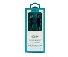 Devia Fish 1 serijos kabelis, skirtas Micro USB (5V 2.4A,1.5M) mėlynas