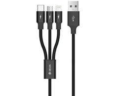 Devia Kintone Series 3In1 Tube, USB to Lightning, MicroUSB, Type-C, 1,2m, Juodas