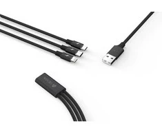 Devia 3-in-1 įkrovimo laidas USB į Lightning, MicroUSB ir Type-C, 1,2 m, juodas