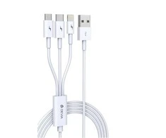USB laidas Devia Smart 3in1 microUSB-Lightning-Type-C 1.2m baltas