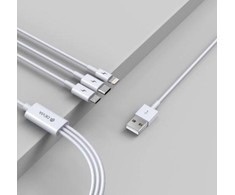 USB laidas Devia Smart 3in1 microUSB-Lightning-Type-C 1.2m baltas
