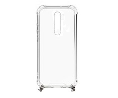Dėklas Evelatus Xiaomi Note 8 Pro Silicone Transparent with Necklace TPU Strap Sidabrinis