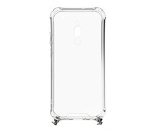 Dėklas Evelatus Xiaomi Redmi 8 Silicone Transparent with Necklace TPU Strap Sidabrinis