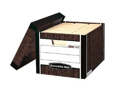 Archyvinė dėžė Fellowes Woodgrain Bankers Box, 325x285x385mm, kartoninė, su dangčiu, 2 vnt, rudos spalvos
