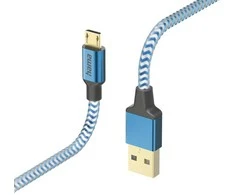Hama 00201555 Reflective Charging Cable, USB-A - Micro-USB 1.5m Nylon mėlynas
